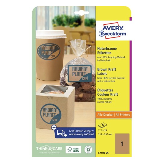Avery Zweckform® Brown Kraft Labels-L7109-25Z