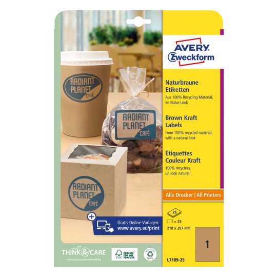 Avery Zweckform® Brown Kraft Labels-L7109-25Z