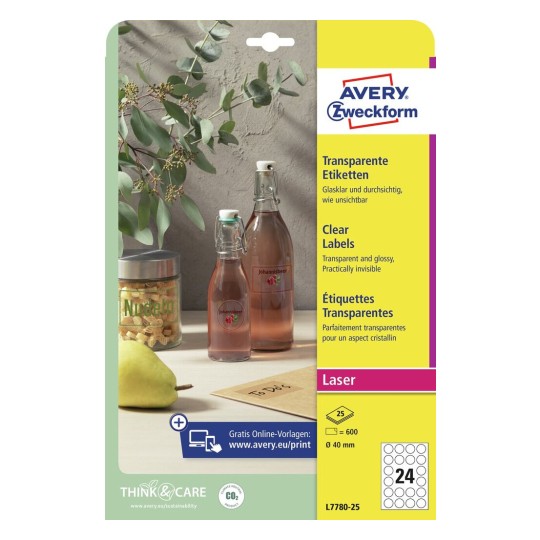 Avery Zweckform® Laser Crystal Clear Labels-L7780-25