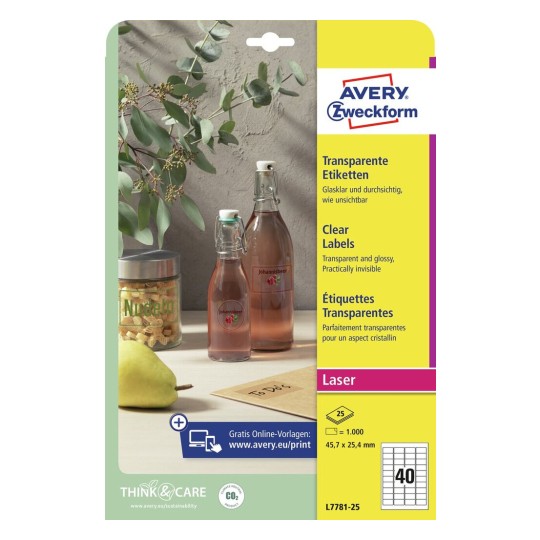 Avery Zweckform® Laser Crystal Clear Labels-L7781-25
