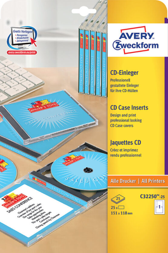 Avery Zweckform® CD Jewel case Inserts-C32250-25