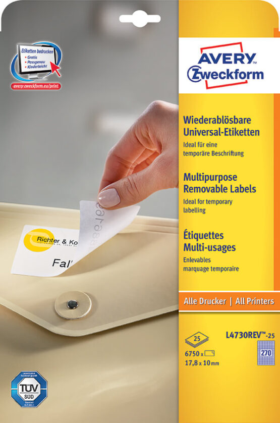 Avery Zweckform® Removable Multipurpose Label-L4730REV-25