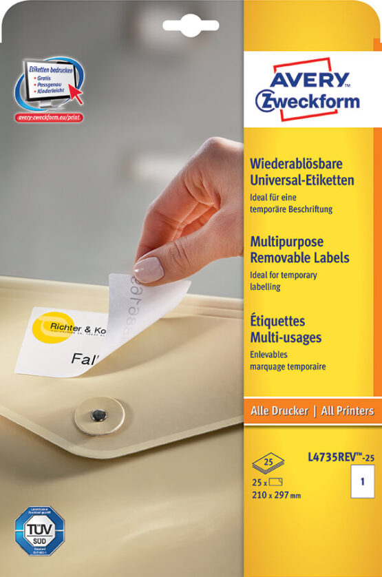 Avery Zweckform® Removable Multipurpose Label-L4735REV-25
