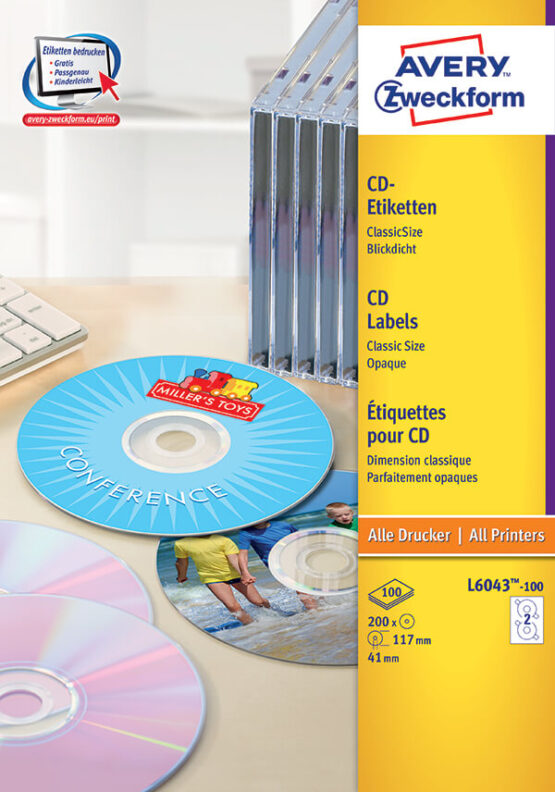 Avery Zweckform® Classic Size CD Labels-L6043-100