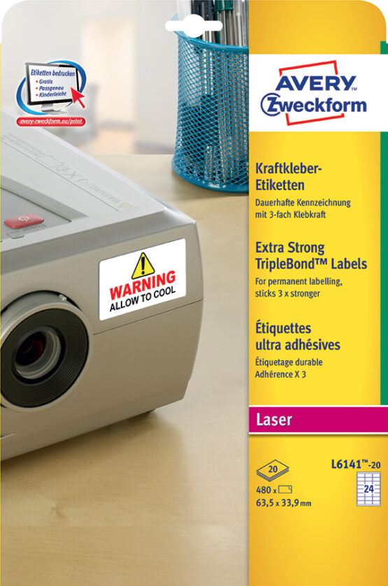 Avery Zweckform® TripleBond™ Labels, Polyester-L6141-20