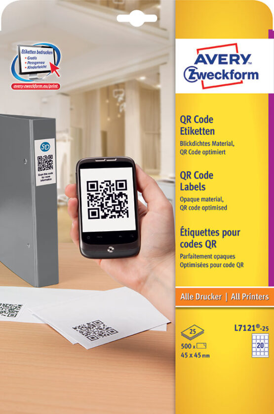 Avery Zweckform® QR Code Labels - Square-L7121-25