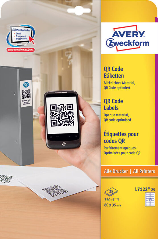 Avery Zweckform® QR Code Labels - Rectangle-L7122-25