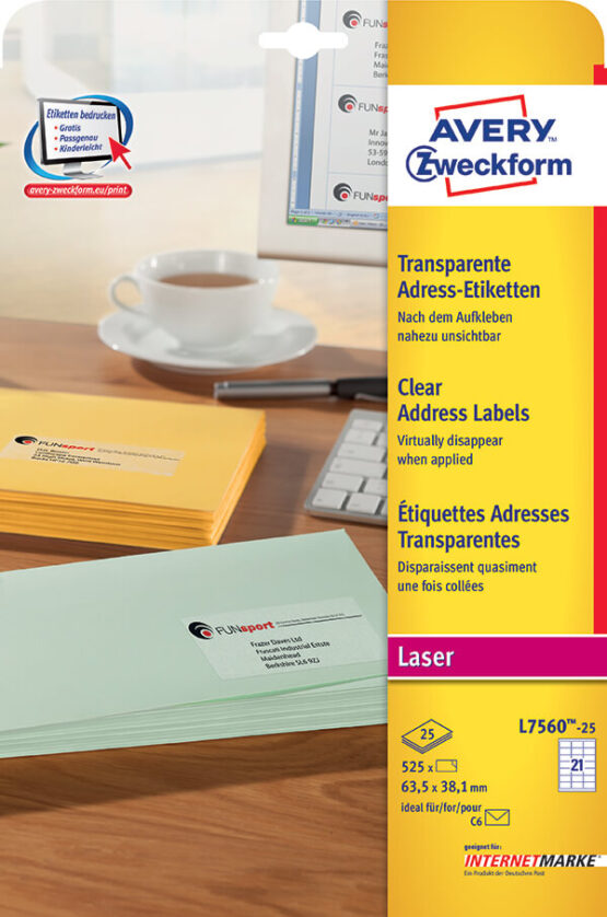 Avery Zweckform® Clear Address Label-L7560-25Z