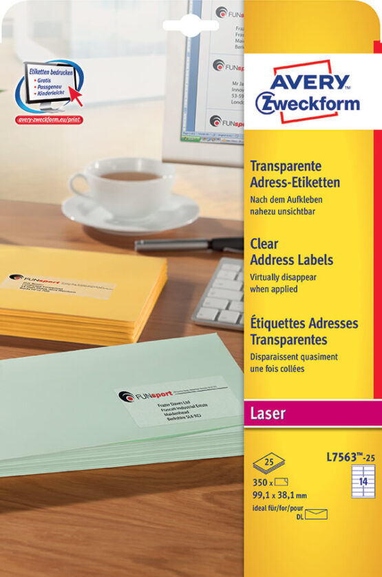 Avery Zweckform® Clear Address Label-L7563-25Z