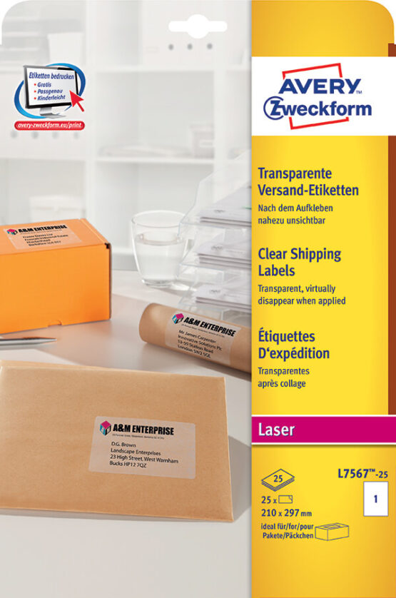 Avery Zweckform® Clear Shipping Label-L7567-25Z