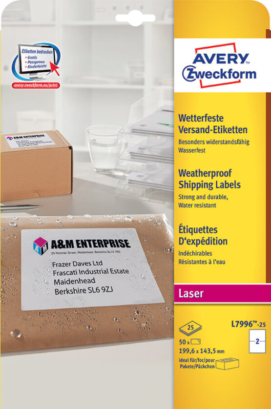 Avery Zweckform® Weatherproof Labels, Polyester-L7996-25