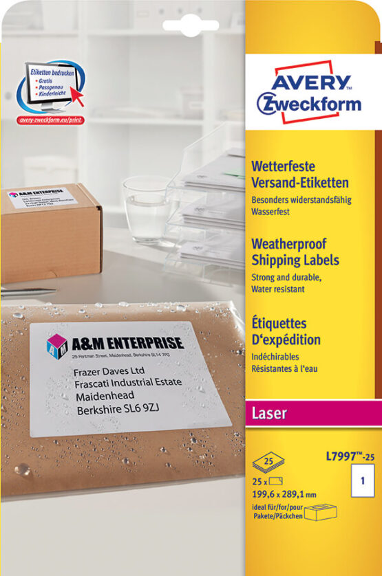 Avery Zweckform® Weatherproof Labels, Polyester-L7997-25